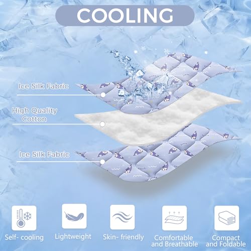 NACOCO Pet Summer Cooling Blanket - 22.8" x 35.0" Double-Sided Mat Dog Puppy Self ice Cat Pad Bed Cover for Home Outdoor Sofa Sleeping Washable Portable Lightweight Small Medium Large (Blue Shark, S) — view 3