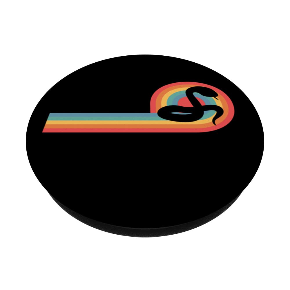 Snake - Sunset Retro Slither Serpent Cobra Herpetologist PopSockets Swappable PopGrip, Black - Image 2