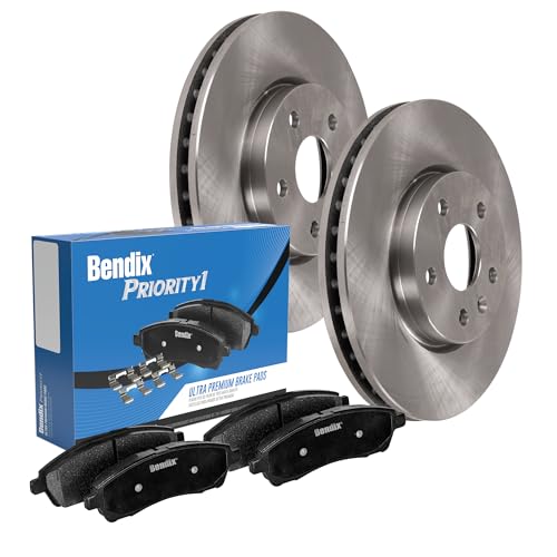 Bendix Priority1 Front Brake Kit - Replacement Disc Brake Rotors And Brake Pa...
