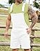 Bindefon Mens Bib Overalls Fashion Jean Jumpuist Denim Short Work Utility Coveralls(White,S)