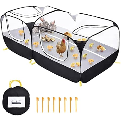 Coolty Kleintier Laufstall Hühnerstall Tiere Pop-up Großer Laufstall, Beweglicher Hühnerhofzaun für Welpen, Kätzchen, Kaninchen, Enten, Hühner Outdoor Hof Cover