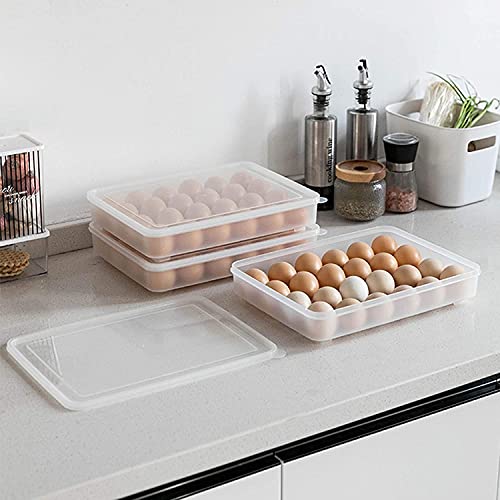 Set Of 3 Deviled Egg Tray, Stackable Egg Holders Trays Refrigerator Organizer Bins With Lid For 72 Egg Tray Carrier #TOP3