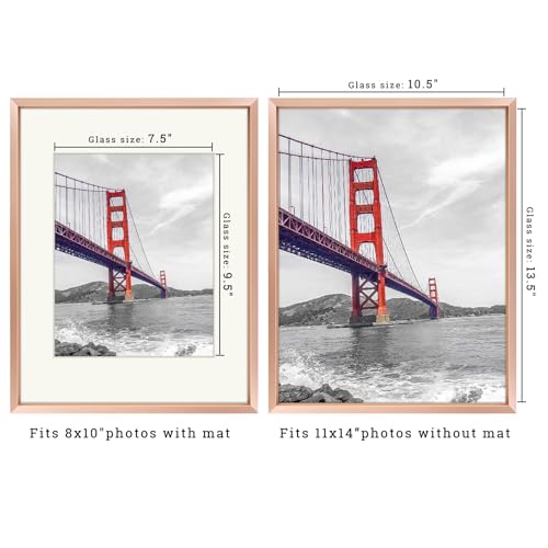 Frametory FR01-EN231-P1 11X14 Aluminum Photo Frame With Ivory Color Mat For 8X10 Picture & Real Glass thumb #1