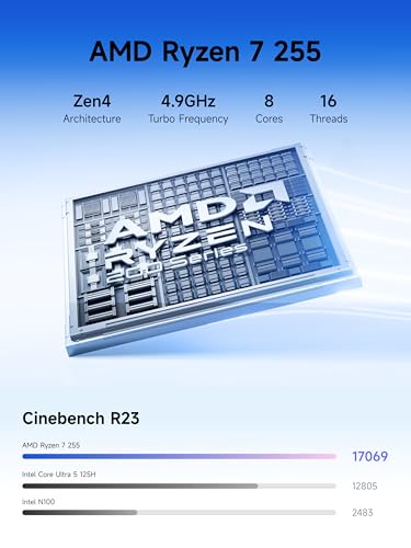 MINISFORUM N5 Air 5-Bay Desktop-NAS Barebone mit bis zu 174 GB Speicher, AMD Ryzen 7 255 (8C/16T) CPU, Dual DDR5 RAM Bis zu 96 GB,1x 10GbE,1x 5GbE,2X USB4 (8K), HDMI 8K, OCuLink, 3X M.2-Steckplätze