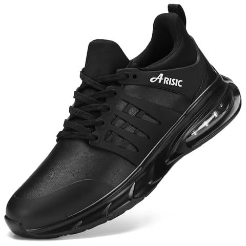 ARISIC Non Slip Work Shoes for Men Slip on Sneakers Waterproof Restaurant Men Zapatos Trabajo Comfort Kitchen Chef Slip Resistant Food Service Shoes Black Cover