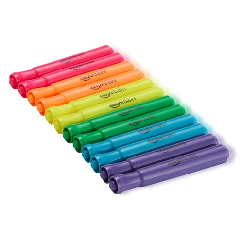 Image of Amazon Basics Tank Style Highlighters, Chisel Tip, Bible Highlighter, Office and School Supplies, 12 Pack, Assorted Colors
