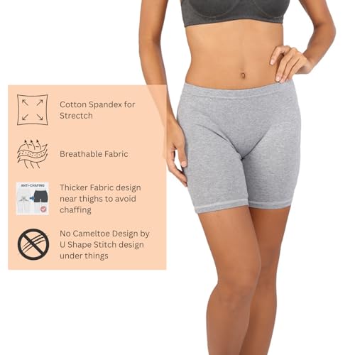 Image of Bralux Cycling Shorts for Women, Girls with Cotton Spandex Set of 3 - Multi Colour Rib Shorts