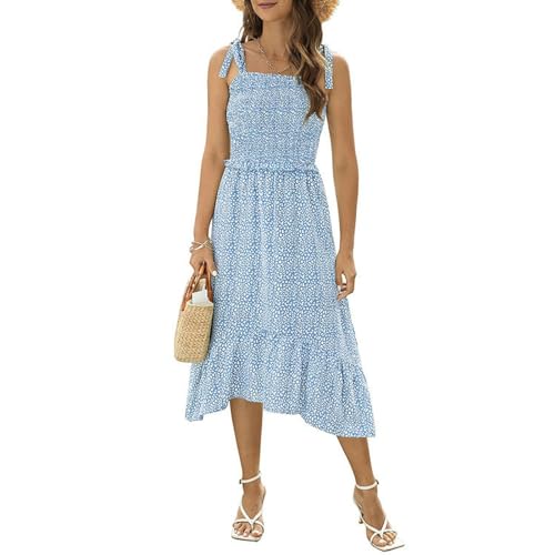 Robe superposée mi-longue d'été fleurie aux finitions soignées