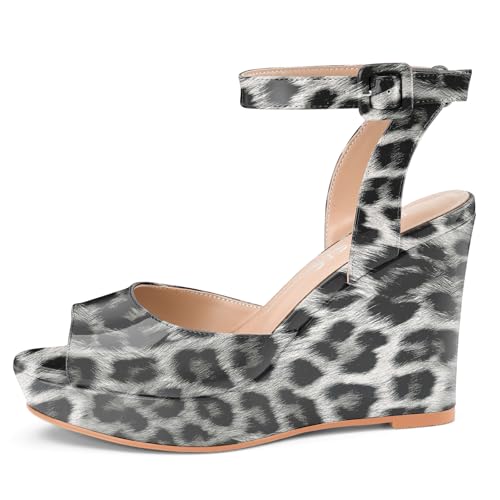 Image of Women's Dressy Platform Wedge Sandals Gold Wedges Peep Toe Patent High Heels Slingback Heeled Comfortable Ankle Strap Shoes