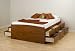 Prepac Tall Queen Captain's Platform Storage Bed with 12 Drawers-Cherry