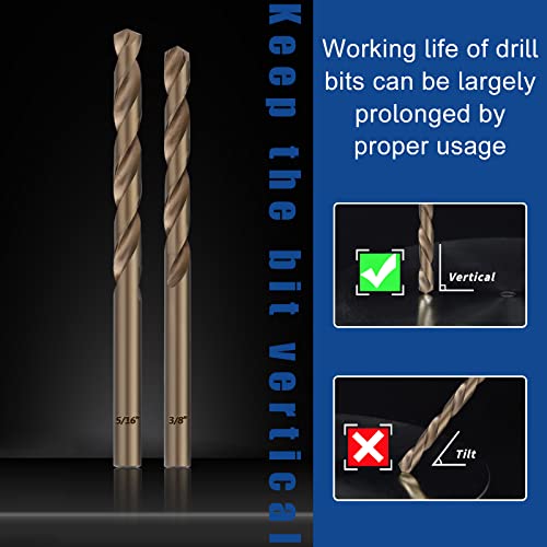 Comoware Cobalt Drill Bit Set- 115Pcs M35 High Speed Steel Twist Jobber Length For Hardened Metal, Stainless Steel, Cast Iron And Wood Plastic With Metal Indexed Storage Case, 1/16" - 1/2" #TOP2