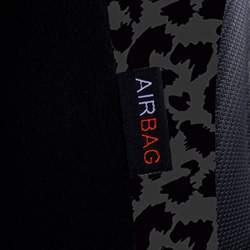 Flying Banner Car Seat Covers Protects Gray Leopard Printing Velvet Faux Leather Carbon Fiber Front And Rear Bench Full Set (Leopard Gray Black, Full Set - 8Pcs) #TOP3