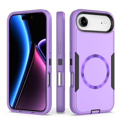 showdd Designed for iPhone 17 Air Case,Magnetic,Military Grade Dual Protection Drop,Tough Durable,Compatible with MagSafe,Dustproof,No Fading,No Yellowing,Non-Slip,for Men Women,Purple Black