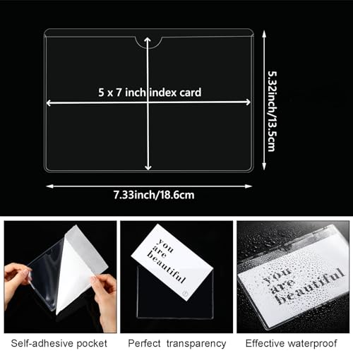 Image of Chinco 30 Pcs Self Adhesive Pockets, Bin Labels for Storage Bins, Clear Pocket Label Sleeves, Plastic Index Card Holder with Top Open for Organizing Bins Box Drawer(5 x 7 Inch)