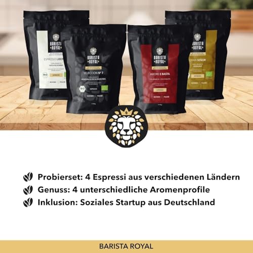 Espresso Geschenk Weihnachten (4 x 100g) - Geschenkidee - Espressobohnen Probierset - Fröhliche Weihnachten - Ganze Bohne