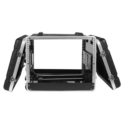 Image of Sound Town Lightweight 8U PA DJ Rack /Road Case with 7U Rack Space, ABS Construction, 19 inch Depth, Retractable Handle, Wheels and Heavy-Duty Latches (STRC-A8UT)