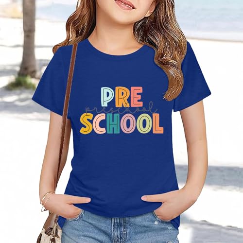 PRE School Shirts Retro Back to School Boys Girls Kids T-Shirt First Day of Preschool Cute Letter Print Tops4