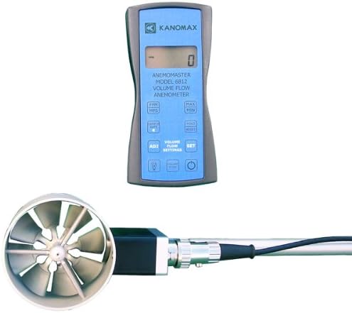 Kanomax 6812 Anemomaster Air Velocity Rotating Vane Anemometer with LCD Display, 32 to 125 Degrees F Operating Temperature, 3.2" Width x 6-1/2" Height x 1-1/2" Depth