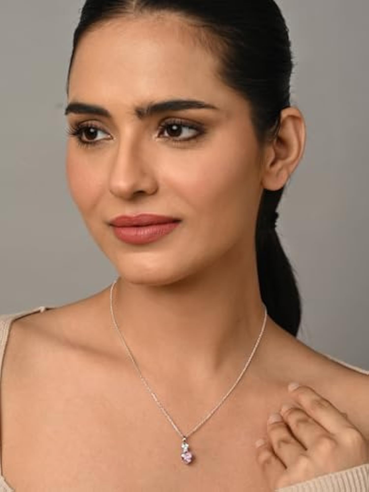 925 Silver Two Hearts Pendant Chain Necklace