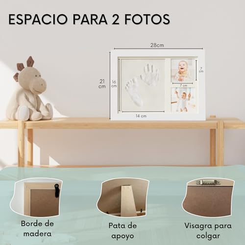 Variante de HuBorns regalo a un recien nacido marco huellas con arcilla