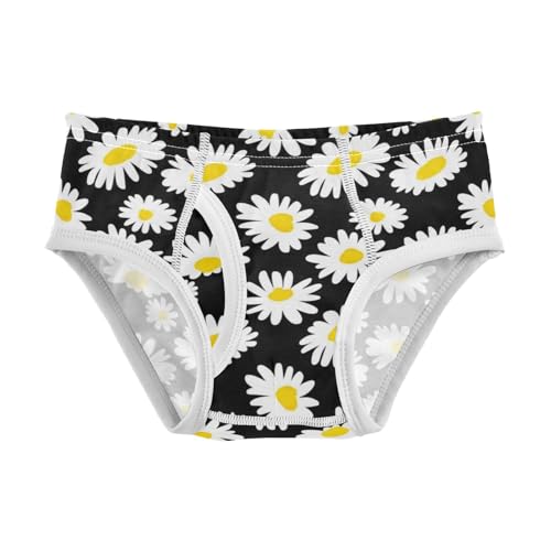 CHIFIGNO Boys Briefs Cute White Daisies Black Little Boys Underwear Breathable Cotton Brief Underwear