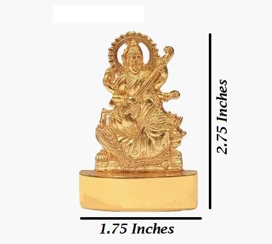 Estatua Decorativa de Saraswati en Metal Ashtadhatu miniatura 2