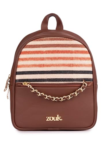 Image of ZOUK Mayra Mini Daypack | Stylish Vegan Leather Backpack for Women with Water-Resistant Lining | Handcrafted Small Day Bag with Gold Zip & Adjustable Straps |