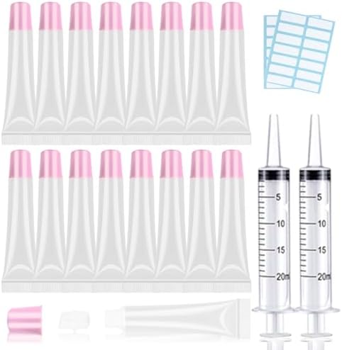 AMORIX 50PCS Empty 20ml Pink Cap Lip Gloss Tubes for Lipgloss Base