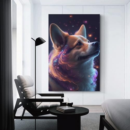 Toile Doge Shiba Inu galaxie 40x60cm, cadeau idéal pour déco chambre fille
