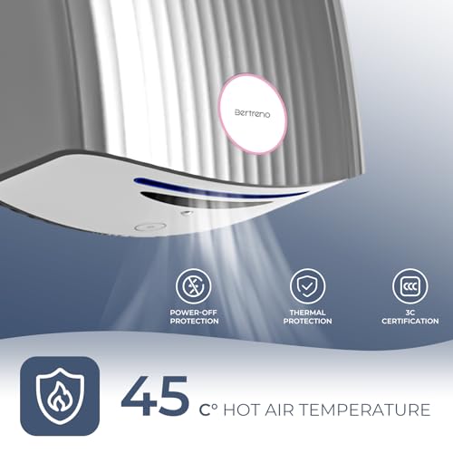Sèche-mains à grande vitesse argent 110V compact avec lumière LED intégrée - 4