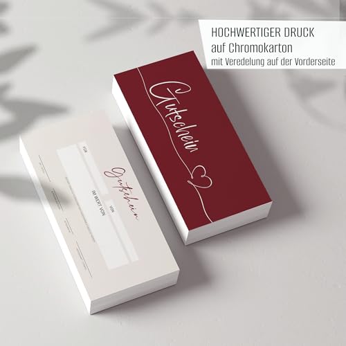 Rote Gutscheine 40er Set als Blankovorlage zum Ausfüllen | für Nagelstudio Friseur Massage Kosmetikstudio etc. | Gutscheinkarte Geschenkgutschein | Wertgutscheine