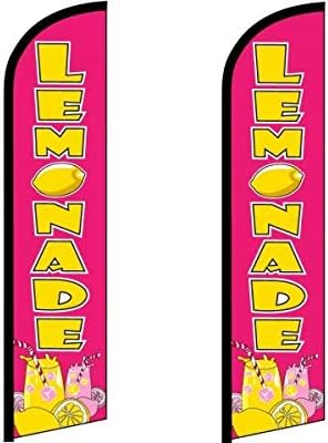 Lemonade Flags Pack of 2 | 2.5ft x 11.5ft King-Sized Lemonade Advertising | Weatherproof Polyester Outdoor Business | Feather Flags (Mount and Poles Not Included)