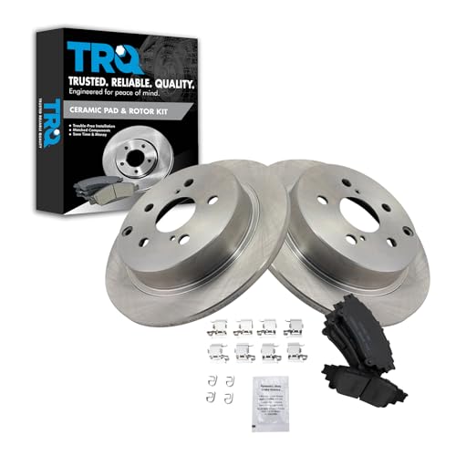 Image of TRQ Rear Brake Pad and Rotor Set Ceramic Solid Rotors | For 2012-2017 Toyota Prius V 2016-2019 Mirai