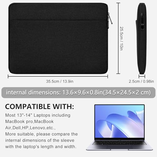 HEDUGO Laptop Sleeve Case with Accessory Pocket Padded Computer Carrying Pouch 13 to 14 inches Compatible with MacBook Air/Pro Protective Laptop Cover for 13” to 14” Chromebook/Notebook/Tablet, Black by HEDUGO - Image 5