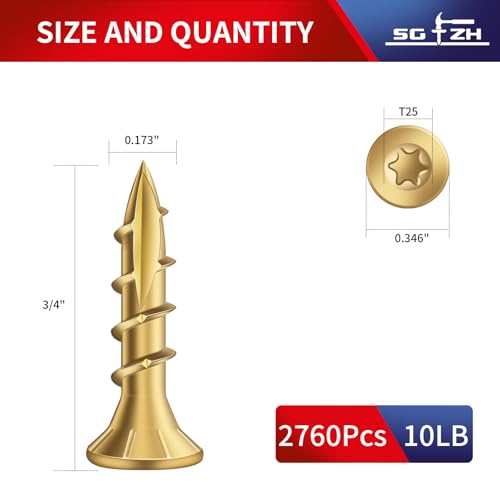 Image of #8 x 3 /4 inch Deck Screws (2760Pcs) 10lb. Exterior Wood Screws. Carbon Steel, Tan, Flat Head, Rust Resistant epoxy Coated, with T25 Star Bit