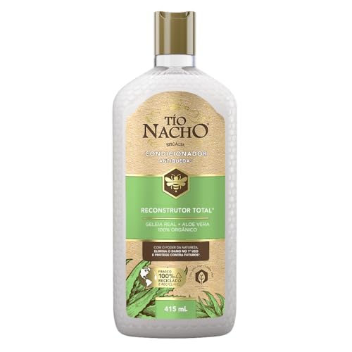 Tío Nacho Condicionador Reconstrutor Antiqueda Natural com Aloe Vera e Geleia Real – Reparação Profunda, Nutrição e Fortalecimento para Cabelos Danificados 415ml
