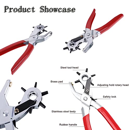 DHinkyoung Leder-Lochstanzer, robuster, drehbarer Ösenstanzer, handlicher Gürtelpiler, professionelles Pilerwerkzeug für Gürtel, Leinwand, weiche Kunststoffe, Schuhe, Uhrenbänder, Haustierhalsbänder