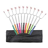 AIYEGO Marshmallow Roasting Sticks 12 Pack, Upgraded Extra Long 45" Stainless Telescoping Hot Dog Roaster Barbecue Forks with S'mores skewers - Suitable for Campfire, Bonfire and Grill