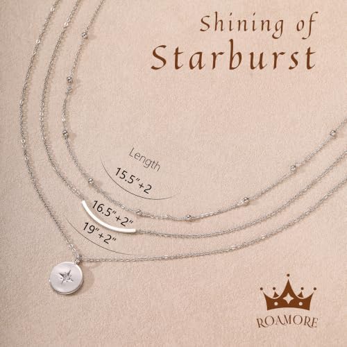 Gold Layered Necklaces for Women Choker Stack Chain Charm Pendant Set - 3