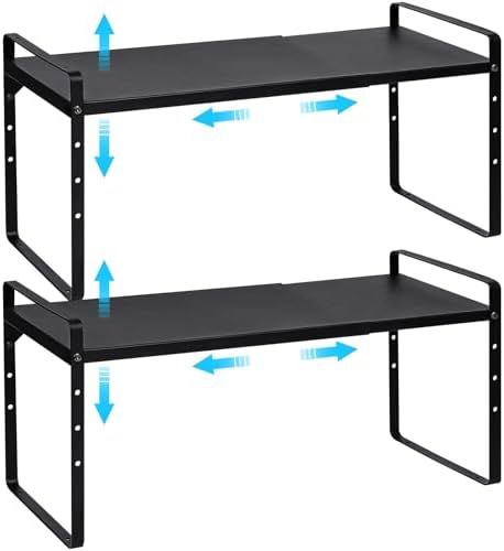 15.5 to 25.5 Inch Expandable Kitchen Cabinet Organizer Shelf, 2 P...