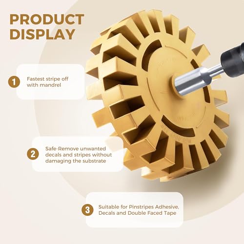 Image of Decal Remover Eraser Wheel Rubber Eraser Wheel for Drill Removes Car Stripes Vinyl Tapes and Sticker Adhesive Remover Wheel Rubber Eraser Wheel Tool Kit for Cars, RV, Motorcycles