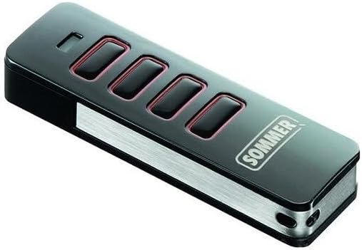 SOMMER Pearl remote control for garage door openers with SOMloq2 868.95 MHz and 868.8 MHz frequencies Black and Red