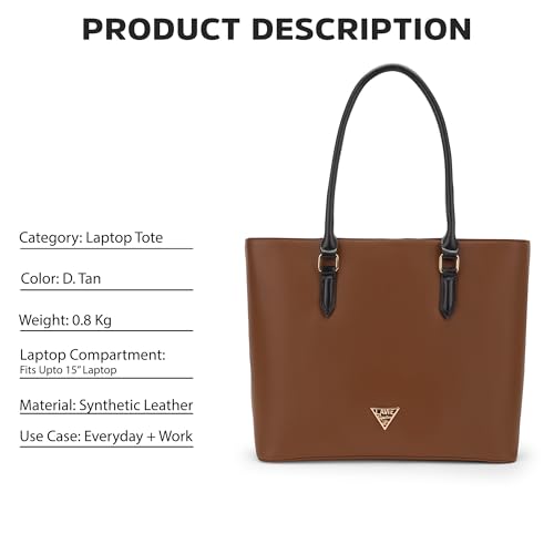 Image of Lavie Signature Women's Detroit Pro Laptop Tote Handbag for Women | Fits Upto 15 Inch Laptop | Laptop Bag for Work | Ladies purse | Stylish Shoulder Bag | Gift For Women