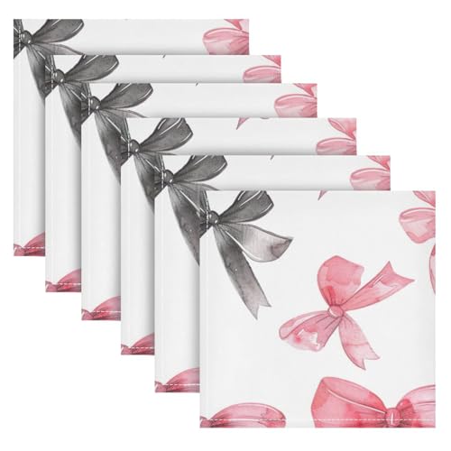 Servilletas de Tela Qilmy Bow Black Pink Pack de 6 50.8x50.8cm miniatura 1