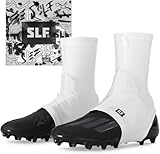 SLEEFS Solid Football Spats Cleat Covers – Compression Cleat Covers for Football Drip, Turf Protection & Style (White, L/XL)