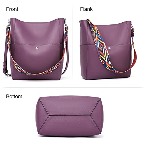 Bromen Handbags For Women Bucket Bags Vegan Leather Purses And Handbags Crossbody Purse Purple #TOP1
