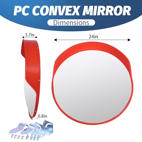 Vilmon Espelho convexo para entrada de automóveis de 61 cm com chapéu para uso externo, espelho curv