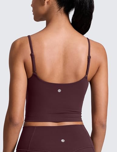 Image of CRZ YOGA Butterlift Scoop Neck Crop Tank Top | Medium Support, Removable Pads, Yoga, Buttery Soft, Adjustable U Back, Longline Sports Bras for Women