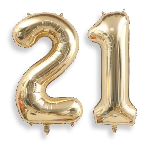 AULE 40 Inch Light Gold 21 Balloon Number Foil 0-9 Birthday Big Numbers