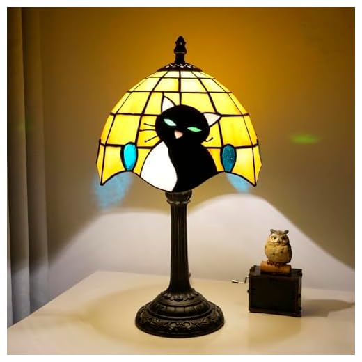 Elegant Tiffany Style Cat Table Lamp